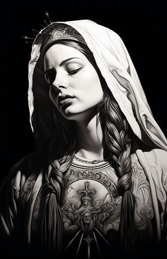 Vibrant Virgin Mary Tattoo Master Files Virgin Mary Tattoo Design, Statue Tattoo Design, Maria Tattoo, Angel Sculpture Art, Forearm Cover Up Tattoos, Jesus Art Drawing, Virgin Mary Tattoo, Heaven Tattoos, Mary Tattoo