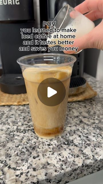 Brooke Stepp on Instagram: "Saving money by drinking coffee at home one day at a time 😂 This tastes so good tho!   #coffee #icedlatte #coffeerecipe #espresso #starbucks" Espresso At Home, Iced Coffee At Home, How To Make Ice Coffee, Starbucks Coffee Drinks, Coffee At Home, Coffee Drink Recipes, Iced Latte, One Day At A Time, Drinking Coffee