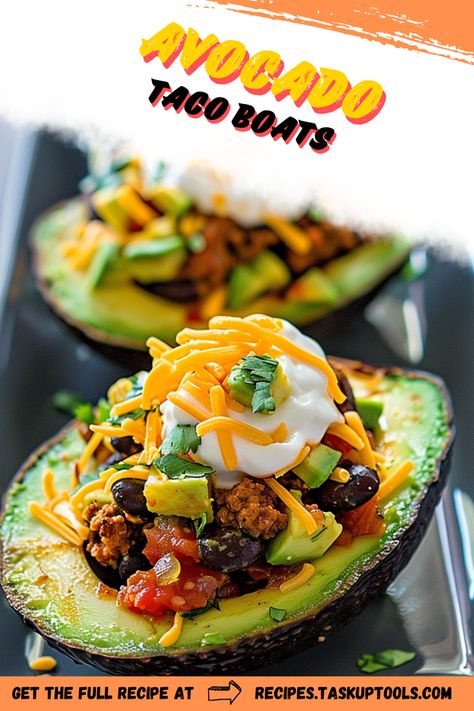 Discover a new twist on Taco Tuesday with our tantalizing Avocado Taco Boats! Overflowing with fresh flavors and wholesome ingredients, these beauties are the perfect blend of creamy avocados and zesty tacos. Healthy, delicious, and incredibly easy to prepare, they're sure to make a splash on your family dinner table or at your next party. Follow us to get this and more inspiring meal ideas. Don't just make tacos, make a statement! Taco Boat Recipes, Avocado Boats, Taco Boats, Ground Beef Seasoning, Toppings Bar, Avocado Taco, Family Dinner Table, Festival 2024, Homemade Tacos