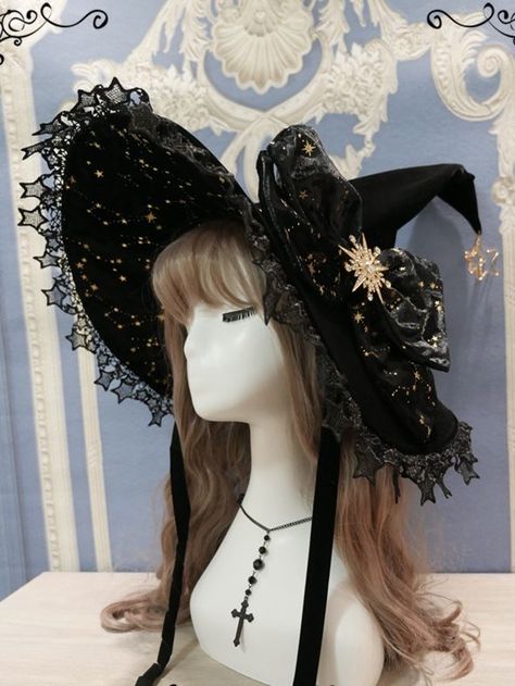 This price is for a hat only. Indie Alternative Fashion, Black Witch Hat, Polar Night, Pretty Hats, Goth Look, Black Witch, Witch Outfit, Witch Costume, Really Cute Outfits