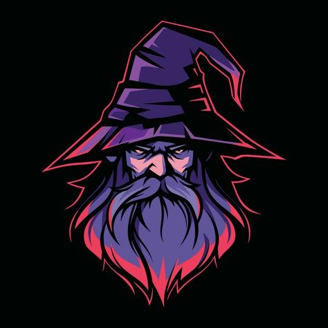 Wizard Mascot Logo for Esport. Wizard T-shirt Design. Wizard Logo. Wizard Sticker Wizard Icon, Wizard Logo, Wizards Logo, Tree Saw, Wedding People, Mascot Logo, Logo Banners, The Wizard, Cityscape Photos