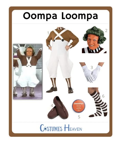 Diy Umpa Lumpa Costume, Willy Wonka And Oompa Loompa Costume, Maškare Ideje, Oopa Loompa, Oompa Loompa Costume Women, Oompa Loompa Makeup, Oompa Loompa Costume Diy, Ompa Lumpa Costume, Diy Oompa Loompa Costume