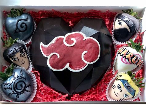 Naruto Strawberries, Naruto Chocolate Covered Strawberries, Anime Chocolate Covered Strawberries, Strawberry Ideas, Chocolate Covered Desserts, Treat Business, Valentine Strawberries, Chocolate Covered Treats, Boo Basket