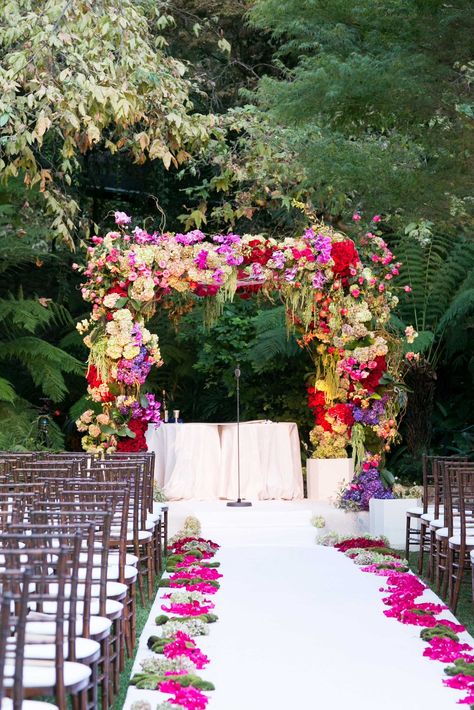 Pink, Red & Lavender Chuppah Outdoor Chuppah, Supper Club Theme, Red Velvet Wedding Cake, Wedding Chuppah, Tent Reception, Wedding Inside, Ceremony Arch, Jewish Wedding, Wedding Aisle