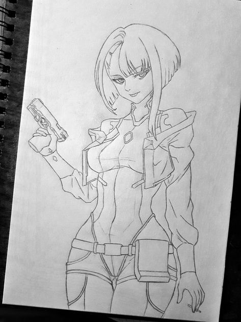 Cyberpunk Art Drawing, Cyberpunk Edgerunners Drawing Sketch, Lucy Cyberpunk Drawing, Cyberpunk Drawing Sketch Simple, Cyberpunk Edgerunners Sketch, Cyberpunk Edgerunners Drawing, Cyberpunk Drawing Sketch, Waifu Tattoo, Cyberpunk Sketch