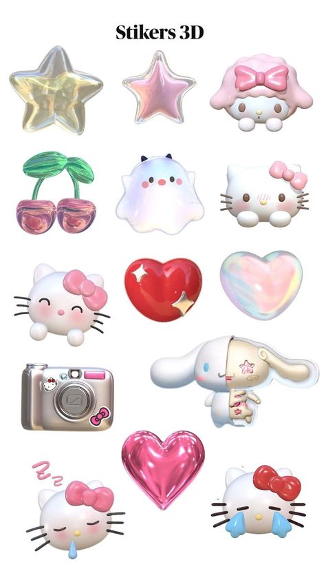 Hello Kitty Emoji Sticker, Kawaii Emoji Stickers, Cute Stickers Hello Kitty, Cute Core Stickers, Iphone Stickers Aesthetic, Hello Kitty Stickers Png, Cute Hello Kitty Stickers, Y2k Stickers Png, Hello Kitty Emojis