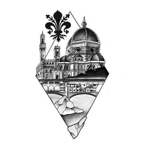 Sketch for a tattoo of my FAVORITE city in the world #florence #italy - http://ift.tt/1HQJd81 Florence Italy Tattoo Ideas, Florence Italy Tattoo, Italy Tattoo, Italy Illustration, Italian Tattoos, Sun Tattoos, Architecture Tattoo, Travel Tattoo, Florence Italy