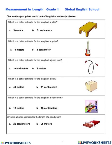 Measurement Worksheets, Measuring Length, Kindergarden Activities, Math Tutorials, Math Measurement, Multiplication And Division, Math Class, School Subjects, Google Classroom