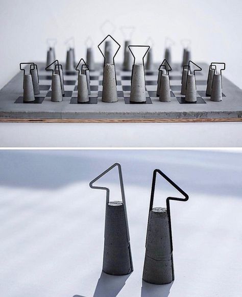 Diy Chess Set, Modern Chess Set, Tanah Liat, Wood Router, Wood Turning Projects, Chess Game, Project Inspiration, Concrete Diy, Clever Ideas