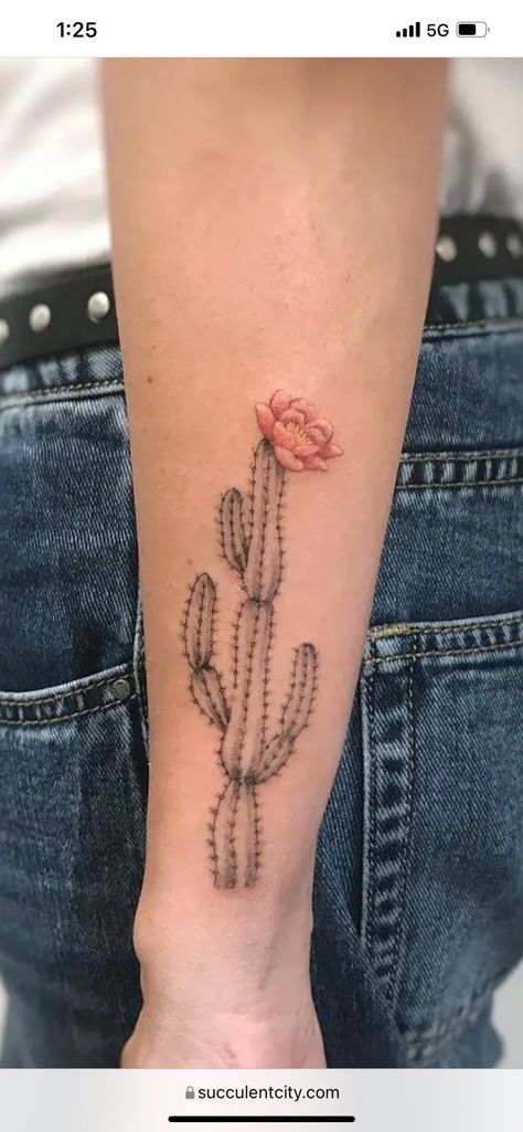 Flower Hip Tattoos, Desert Tattoo, Cowgirl Tattoos, Cactus Tattoo, Western Tattoos, Leg Tattoos Women, Baby Tattoos, Hip Tattoo, Little Tattoos