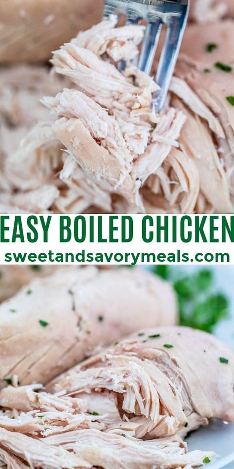 Boiled Chicken is a perfectly healthy meal that is tender, flavorful and full of proteins. Lunch List, Foil Baked Chicken, Boil Chicken, Boiled Chicken Recipes, Flexitarian Recipes, Boiled Chicken Breast, Chicken Keto, Chicken Recipes Video, Savory Meals