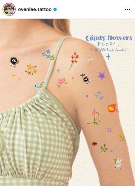 Ghibli Characters, Flower Forest, Sewing Details, Ghibli Studio, Small Insects, Dainty Tattoos, Tattoos Ideas, Pottery Painting, Tattoo On