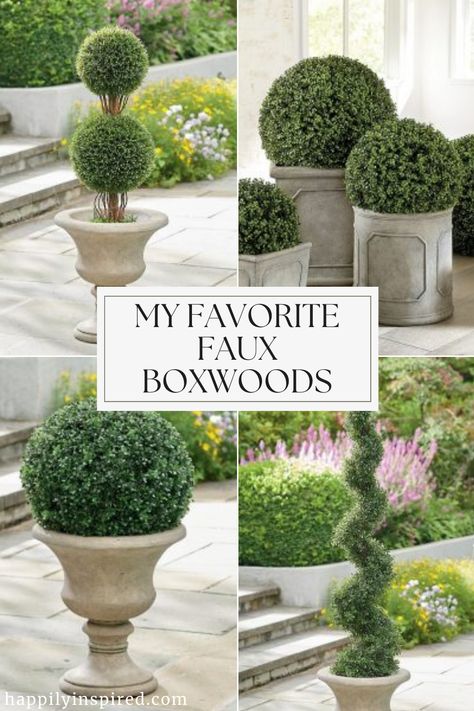 faux boxwoods collage Boxwood In Pots Front Porches, Front Porch Boxwood Planters, Faux Boxwood Planter Front Porch, Boxwood Ball Front Porch, Boxwood Balls Decor, Diy Topiary Ball, Boxwood Front Porch, Faux Topiary Front Porch, Boxwood Topiary Front Porch