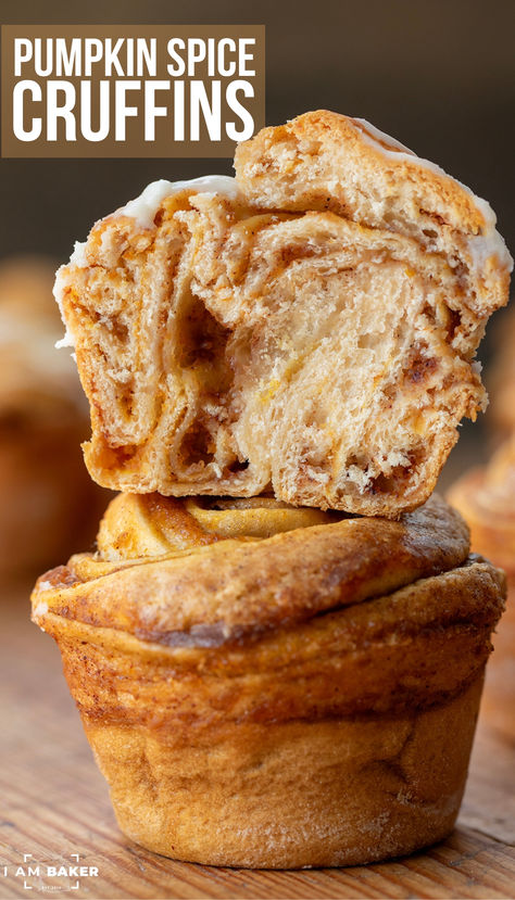 https://iambaker.net/pumpkin-spice-cruffins/Pumpkin Spice Cruffins are like eating a piece of pumpkin pie in a muffin, I mean cruffin, form, featuring a flaky exterior, a moist and flavorful pumpkin pie filling, and an optional cream cheese glaze that takes them to the next level of deliciousness! These delightful pastries are a wonderful way to savor the flavors of fall and are perfect for a cozy breakfast or dessert. Pumpkin Spice Cruffins, Pumpkin Pastry Recipes, Pumpkin Cruffins, Pumpkin Pie Filling Uses, Pumpkin Pastry, Cruffin Recipe, 2024 Holidays, Pumpkin Spice Cream, Pumpkin Pie Cookies