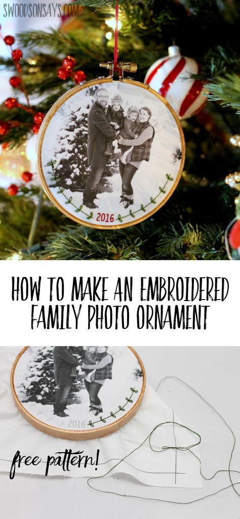 Christmas Diy Sewing, Embroidery Christmas Ornaments, Christmas Gifts For Family, Christmas Diy Kids, Christmas Simple, Diy Christmas Gifts For Family, Picture Ornaments, Diy Christmas Ornaments Easy, Diy Christmas Ornament