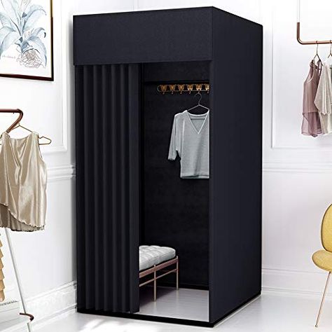 PRICES MAY VARY. 【STURDY PORTABLE】The fitting room uses a metal frame, which is strong and stable, strong load-bearing; light weight, small size, easy to carry and move locker room 【LARGE SPACE】39x39x78in The fitting room is designed to increase the space, which can accommodate 2-3 people, allowing you to change clothes comfortably without worrying about the compact space. 【SHADING FABRIC】Polyester fiber fabric with natural drape, smooth and soft fabric, shading about 90%, which can effectively Partition For Office, Store Fitting Room, Portable Dressing Room, Rails Clothing, Clothing Store Interior, Fitting Room, Frame Shelf, Centre Commercial, Room Display