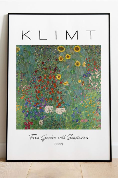 Garden With Sunflowers, Gustav Klimt Poster, Klimt Poster, Art Pictures Ideas, Gustav Klimt Art, Klimt Art, Paintings Contemporary, Movie Prints, Timeless Decor