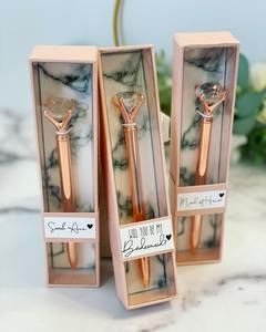 Creative Ways To Ask Bridesmaids, Rose Gold Pen, Girls Names, Bridesmaid Boxes, Diamond Pen, Gold Pen, Bridesmaid Box, Party Bachelorette, Wedding Souvenirs