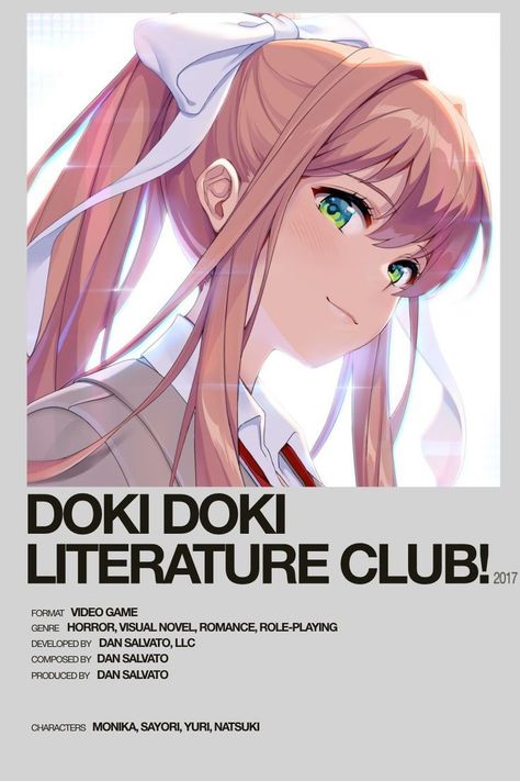 Minimalistic Polaroid Poster, Literature Posters, Doki Doki Literature Club, Club Poster, Polaroid Poster, Video Game Genre, Anime Poster, Game Info, Poster Room