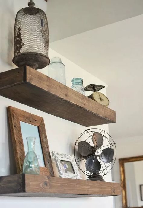 15 Easy Cheap DIY Living Room Decor On A Budget | Hometalk Mirror Floating Shelf, Ikea Floating Shelf, Bathroom Shelves Diy, Floating Shelf Above Bed, Floating Shelf Diy, Bathroom Shelves Ideas, Diy Bathroom Shelves, Diy Farmhouse Shelves, Shelf And Mirror