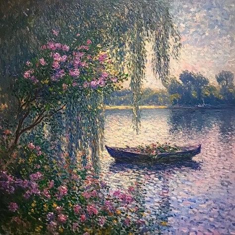 Impressionist Canvas Print Inspired by Monet's Botanical River Scene with Blossoming Flowers and Tranquil Boat Art by CustomCanvasCurators 🌿 Embrace the tranquility of nature with this stunning artwork! 🎨✨ Inspired by the enchanting style of Claude Monet, this piece captures the essence of serene river scenes and vibrant florals. Perfect for adding a touch of calming beauty to your home or office space. Escape into a world of tranquility with a modern artistic flair. 🖼️💕 #NatureInspired #Ar... Monet Paintings Aesthetic, Monet Paintings Impressionism, Lake Artwork, Vibrant Florals, Claude Monet Paintings, Claude Monet Art, Monet Art, Monet Paintings, Boat Art