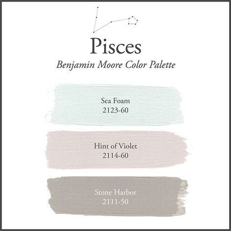 Pisces Color, Palette Wall, Pisces Fish, Exterior House Colors Combinations, Zodiac Calendar, Fresh Color Palette, Touch Of Gray, Stone Harbor, Benjamin Moore Colors