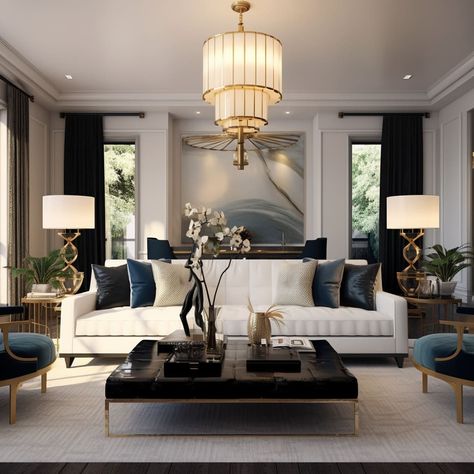 Classic architecture with a New York style twist defines this living room. American Living Room Design, New Classic Living Room, American Living Room, Transitional Interior Design, تصميم داخلي فاخر, Classic Living Room, Rustic Home Design, Quirky Home Decor, Living Room Design Decor