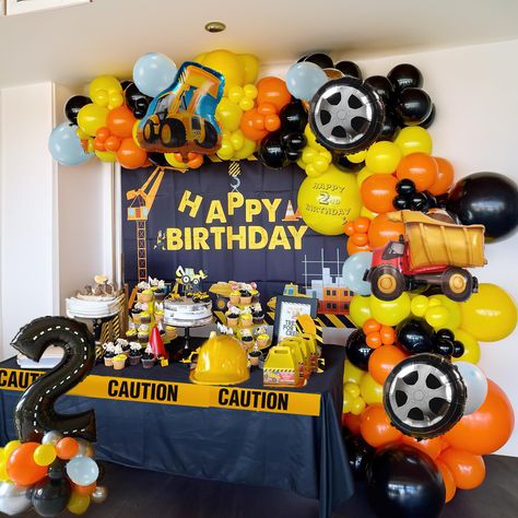 PRICES MAY VARY. 【 Construction Balloons Garland Kit】: These Construction Party Balloon garland kit includes 122pcs latex balloon (color in Yellow Orange, , Pestal Blue, Black. size in 5inch, 10inch,12inch，18inch) with 1pc Bulldozer foil Balloons +1pcice Truck foil Balloons +2pc wheels foil balloon ） , 3pcs balloon arch accessories. Glue dots,ribbons,arch strip for DIY Balloon arch kit. 【Premium Material】：: These Construction Balloons made from high quality natural latex, non-toxic and safe, thi Dinosaur And Construction Party, 1st Birthday Party Construction Theme, 3rd Birthday Party Construction Theme, Birthday Party Ideas For 3 Year Boy, Construction Balloon Garland, Construction Balloons, Construction 2nd Birthday Party, Birthday Construction Theme, Construction 1st Birthday