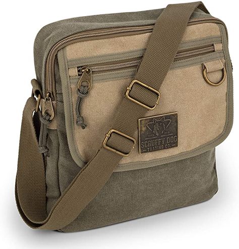 Amazon.com: Small Messenger Bag for Men and Women with Adjustable Strap - 11 inch, Lightweight, Durable Canvas Shoulder Bags with Paracord Tabs, Metal Studs - Stylish, Unisex Crossbody Satchel: Shoes Scruffy Dogs, Messenger Bag For Men, Mens Satchel, Vintage Messenger Bag, Small Messenger Bag, Dog Canvas, Canvas Messenger Bag, Messenger Bag Men, Crossbody Messenger Bag