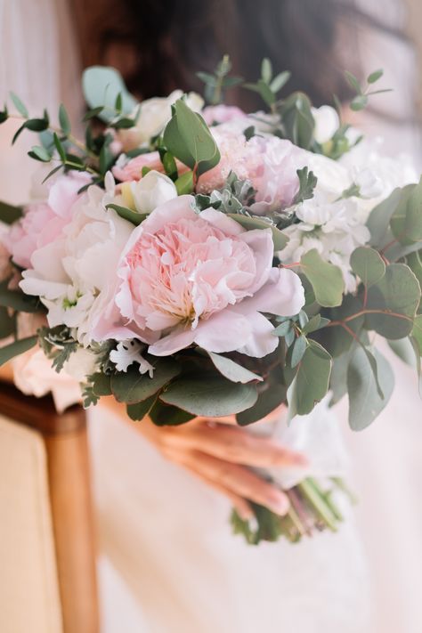 Romantic bouquet wedding love flowers peonies blush greenery #pink#peach#white#green Emerald Green And Pink Wedding Bouquet, Pink Peony Bouquet Wedding With Greenery, Light Pink Peony Bouquet, Pink Green Bouquet, Romantic Bouquet Wedding, Romantic Wedding Florals, Blush Peony Bouquet, White Peony Bouquet Wedding, Pink Peony Bouquet