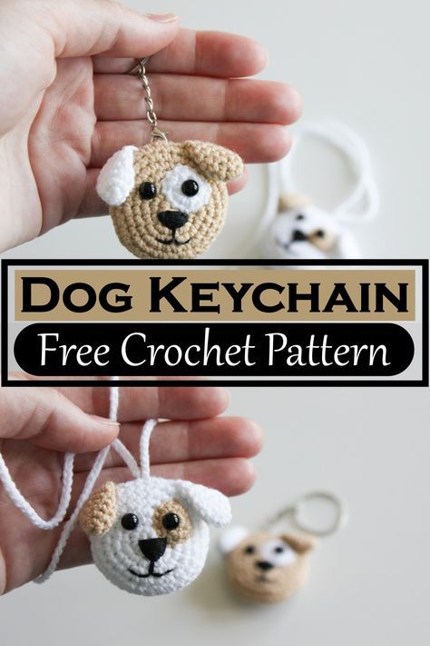 Free Crochet Small Amigurumi Patterns, Free Crochet Flower Keychain Patterns, Crochet Key Chains Free Pattern Flower, Crochet Dog Keychain Free Pattern, Crochet Keychain Dog, Crochet Keychain Animals, Dog Crochet Keychain, Crochet Keychains Patterns Free, Free Crochet Keychain Patterns