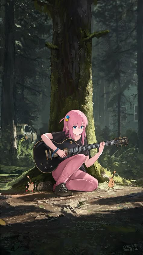 Kaai Yuki, Anime Titles, Anime Artwork, Playing Guitar, Cute Anime Character, Pink Hair, Anime Style, Anime Images, The Rock