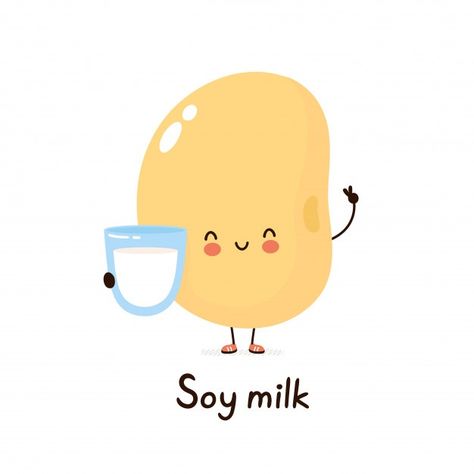 Cute happy smiling plant based soy milk ... | Premium Vector #Freepik #vector #character #cartoon #cute #vegetable Soy Milk Drawing, Soy Milk Packaging, Milk Character, Label Minuman, Soya Milk, Milk Packaging, Eco Logo, Desain Editorial, Character Cartoon