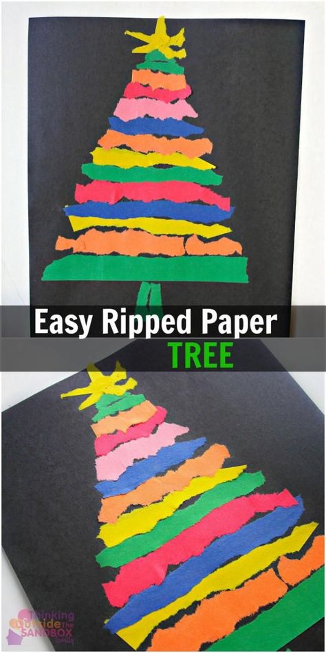 12 Christmas Tree Crafts for Kiddos: Easy Ripped Paper Tree Craft Paper Tree Craft, Ripped Paper, Christmas Kindergarten, Tree Craft, Quilling Paper, Christmas Tree Crafts, Paper Tree, Christmas School, Simple Christmas Tree