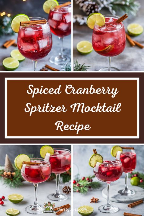 Discover the delightful Spiced Cranberry Spritzer Mocktail Recipe, perfect for any festive occasion! This non-alcoholic Spiced Cranberry Spritzer combines the tartness of cranberries with warm spices, creating a refreshing and aromatic drink. Ideal for holiday gatherings, this Holiday Spiced Cranberry Spritzer is a crowd-pleaser. Enjoy the Cranberry Spice Sparkler and elevate your autumn celebrations with this easy-to-make Cranberry Mocktail with Spice. ! Scarlet Sipper Drink, Cranberry Mocktail Holiday Cocktails, Cranberry Spritzer Cocktails, Thanksgiving Mocktail Recipe, Mocktails Cranberry, Drinks With Sprite, Drinks Mocktail, Spritzer Drink, Cranberry Mocktail