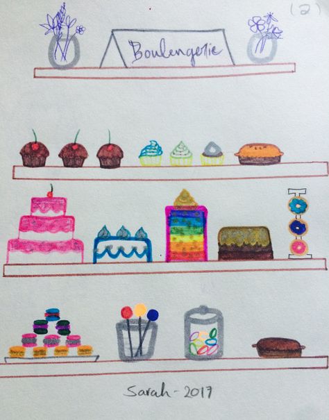 A bakery shelve drawing by me Store Drawing Easy, Store Drawing, Bakery Store, Drawing Easy, Easy Drawings, Bullet Journal, Drawings, Quick Saves