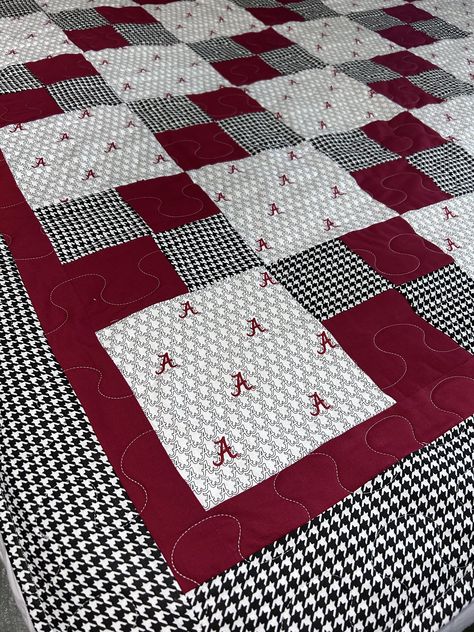 Manly Quilts, Alabama Quilt, Alabama Gifts, Football Quilt, Alabama Baby, Cowboy Quilt, No Sew Fleece Blanket, Custom Graduation Gift, Beginner Quilt