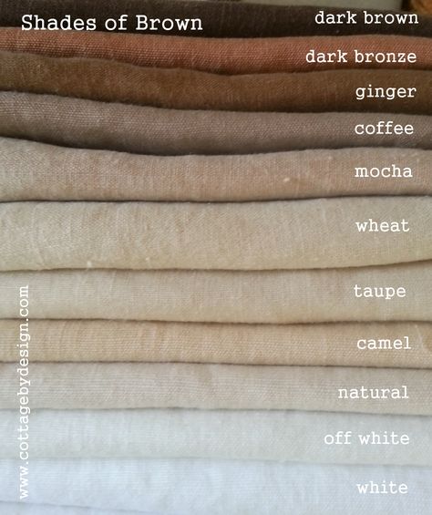 $16/yd shades of brown linens وابي سابي, Kain Linen, Color Knowledge, Brown Color Palette, Brown Shades, Fesyen Hijab, Shades Of Brown, Colour Board, Color Stories