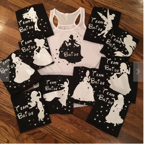 Disney Bachelorette Parties, Disney Bachelorette, Disney Tank Tops, Disney Wedding Theme, Disney Tanks, Princess Bridal, All Disney Princesses, Wallpaper Disney, Bridal Party Shirts