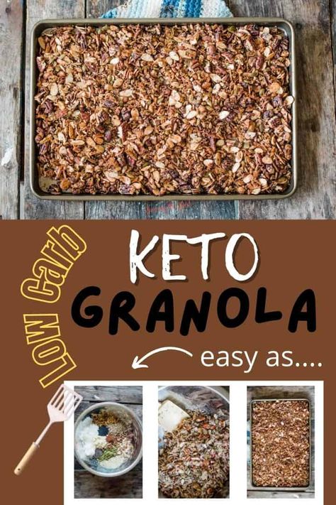 Easy Keto Granola Recipe, Nutrail Keto Granola Recipe, Keto Granola Recipe Low Carb, Keto Granola Bar Recipe, Postpartum Snacks, Sugar Free Granola Recipe, Low Carb Granola Recipe, Keto Bakes, Keto Granola Bars