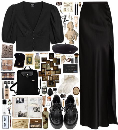 Museum Curator Outfit, Science Museum Outfit, Black Outfit Polyvore, Black Academia Outfit, Academia Summer Outfit, Lover Outfit, Museum Outfit, Clean Fashion, Alt Outfits