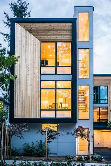 11 Eco Friendly Homes Living In The Future | Method Homes #eco-friendlyhomes A Modern House, Modern Townhouse, Method Homes, Townhouse Designs, Narrow House, Modern Architecture House, Facade Architecture, Eco Friendly House, Facade Design