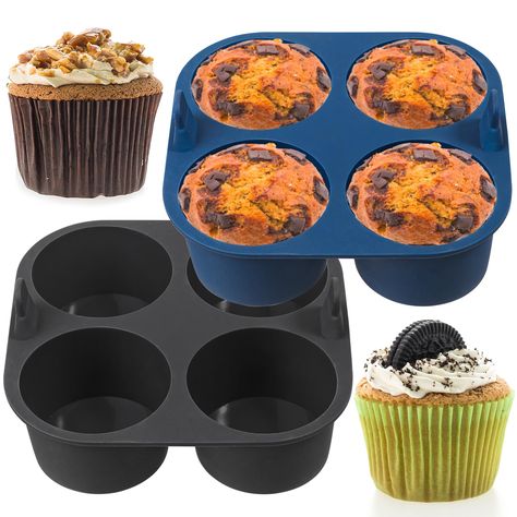 PRICES MAY VARY. 【COLLAPSIBLE HANDLE DESIGN】Webake silicone muffin pan with collapsible handles on both sides to protect your hands from getting burned when taking food out of the air fryer or oven. 【Upgraded Design】Compared with other molds, this mold has been upgraded in width and depth. A set of Webake a silicone muffin pan has 2 muffin molds (4 cavity) , each mold has a capacity of 3.1 inches and a height of 5 inches, can be used to bake eggs, burgers, meatloaf, cakes, muffins and other gour Bake Eggs, Stick Food, Silicone Muffin Pan, Food On Sticks, Cupcake Pans, Cupcake Pan, Food Out, Air Fryer Recipes Healthy, Muffin Tins