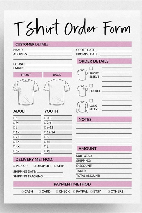 Custom Shirt Order Form Template | Tshirt Order Form Template Printable | Custom Order Form Template Editable | Order Form | Purchase Order Form | Tshirt Order Form Template | Shirt Order Form Template | Custom Order Form Template Editable | Order Form | Purchase Order Form Tumbler Order Form Template Free Printable, Order Form Template Free Printable, Order Form Design, Layout Minimalist, Cricut Projects Easy, Order Form Template Free, Minimalist Shirt, Order Form Template, Form Template