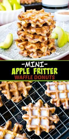 Mini Waffle Recipe, Waffle Donuts, Apple Waffles, Homemade Waffle, Dash Recipe, Waffle Iron Recipes, Sweet Glaze, Waffle Maker Recipes, Crockpot Healthy