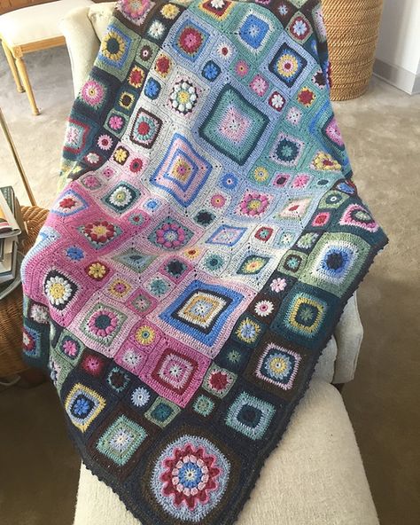 Homage To The Granny Square, Afghan Art, Crochet Sampler Blanket, Cross Quilt, Knit Rug, Crochet Granny Square Blanket, Crochet Throw Blanket, Basic Crochet, Crochet Blocks