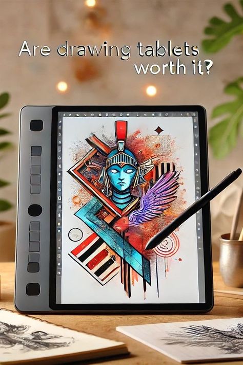 A drawing tablet displaying a digital artwork, exploring the question of whether drawing tablets are worth the investment. Drawing Tablets, Drawing Materials, Digital Drawing Tablet, Drawing Software, Pen Tablet, Drawing Accessories, Wacom Tablet, Drawing Tablet, The Fence