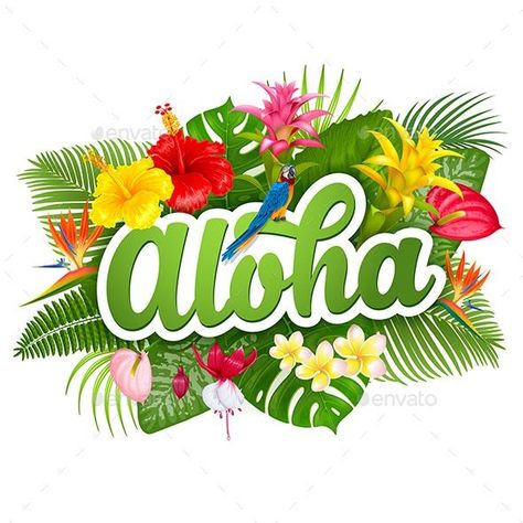 Aloha Summer Holidays  #BestDesignResources Aloha Party, Hawaiian Party Decorations, Aloha Friday, Aloha Summer, Fiesta Tropical, Moana Party, Hawaii Party, Hawaiian Theme, Hand Drawn Lettering