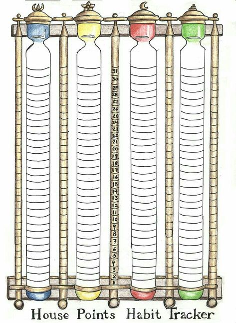 Harry Potter Hogwarts House habit tracker for bullet journal Harry Potter Bullet Journal, Bullet Journal Calendrier, Bullet Journal Habit Tracker, Bullet Bullet, Harry Potter Planner, Journal March, Harry Potter Journal, Classe Harry Potter, March Bullet Journal