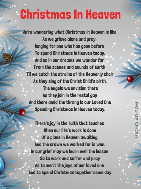 40+ Heart Touching Christmas in Heaven Quotes And Poems My First Christmas In Heaven Poem, Christmas In Heaven Quotes, First Christmas In Heaven, Christmas Spiritual, Christmas Heaven, Christmas In Heaven Poem, Heavenly Christmas, In Heaven Quotes, Merry Christmas In Heaven